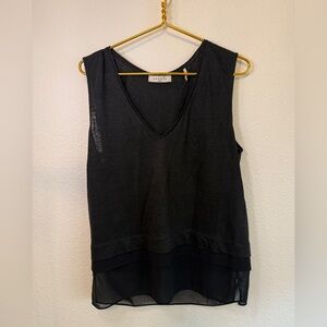 Sandro Black Sheer Hem Tank Top Sz 3